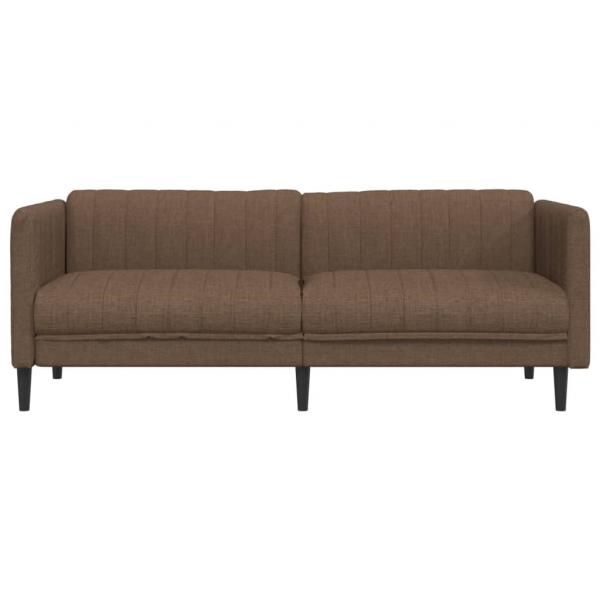 3-Sitzer Sofa Braun Kunstleder Wildleder-Optik