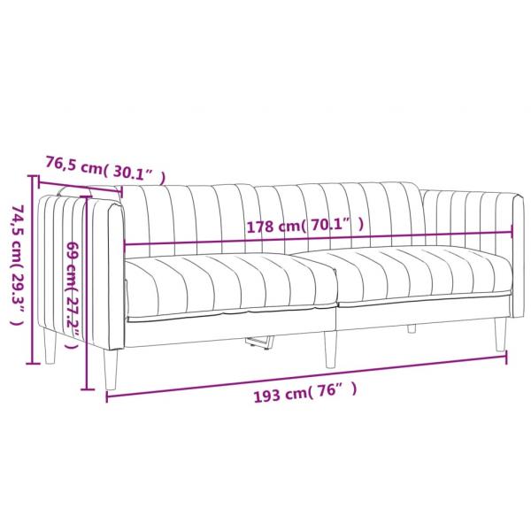 Sofa 3-Sitzer Dunkelbraun Stoff