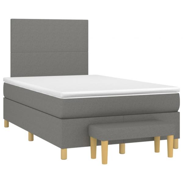 ARDEBO.de - Boxspringbett mit Matratze Dunkelgrau 120x190 cm Stoff