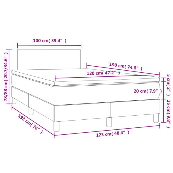 Boxspringbett mit Matratze & LED Rosa 120x190 cm Samt