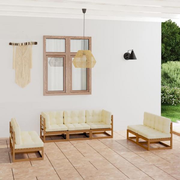 ARDEBO.de - 7-tlg. Garten-Lounge-Set mit Kissen Kiefer Massivholz