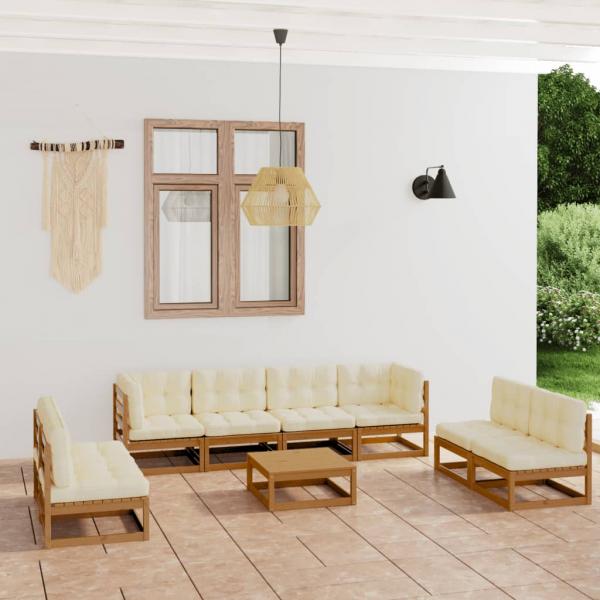 ARDEBO.de - 9-tlg. Garten-Lounge-Set mit Kissen Kiefer Massivholz