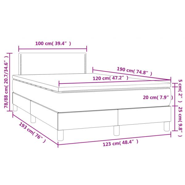 Boxspringbett mit Matratze & LED Hellgrau 120x190 cm Samt