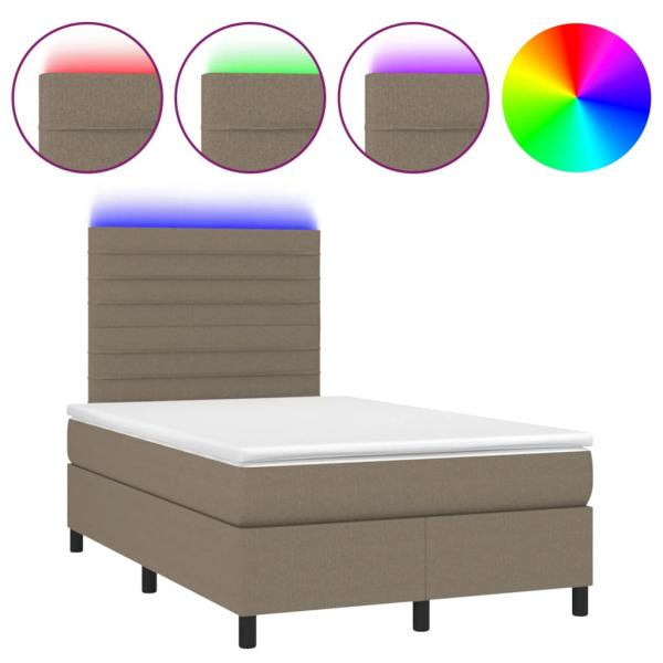 Boxspringbett mit Matratze & LED Taupe 120x190 cm Stoff