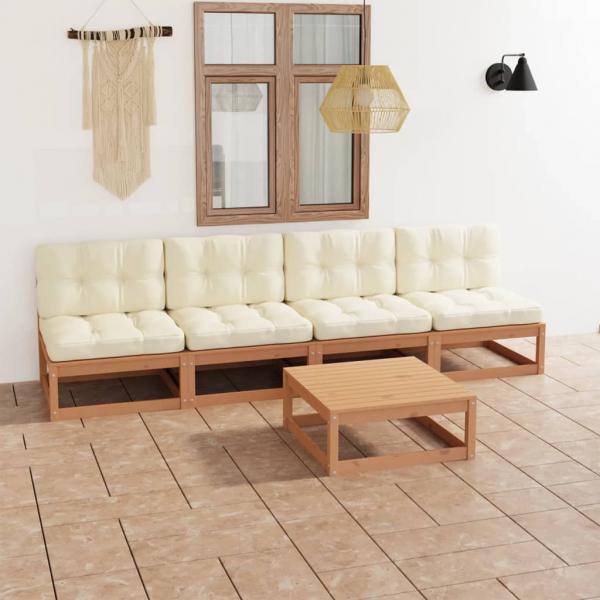 ARDEBO.de - 5-tlg. Garten-Lounge-Set mit Kissen Kiefer Massivholz