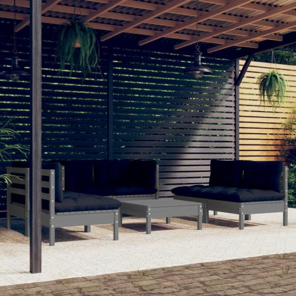 ARDEBO.de - 7-tlg. Garten-Lounge-Set mit Kissen Kiefer Massivholz