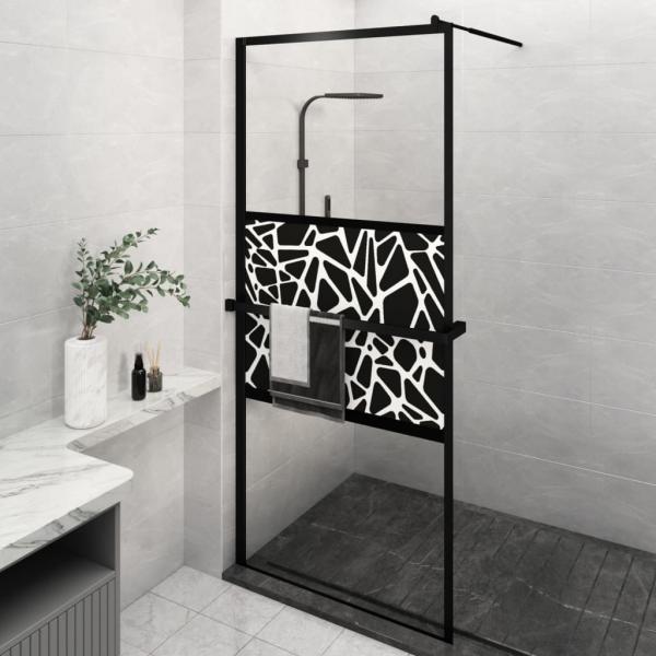 ARDEBO.de - Duschwand mit Ablage für Walk-In-Dusche Schwarz 100x195 cm ESG