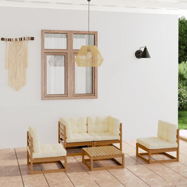 ARDEBO.de - 5-tlg. Garten-Lounge-Set mit Kissen Kiefer Massivholz