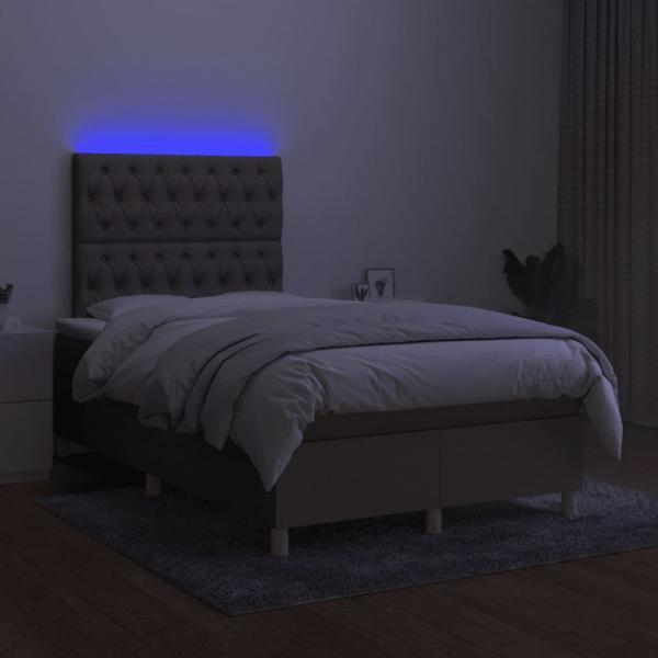 Boxspringbett mit Matratze & LED Taupe 120x190 cm Stoff