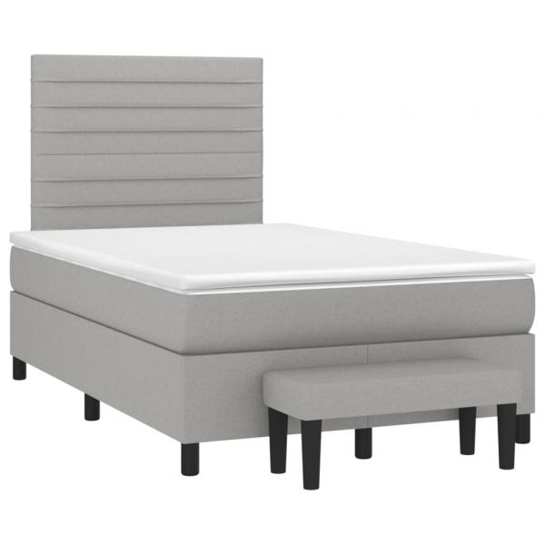 Boxspringbett mit Matratze Hellgrau 120x190 cm Stoff