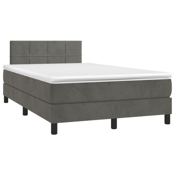 ARDEBO.de - Boxspringbett mit Matratze & LED Dunkelgrau 120x190 cm Samt