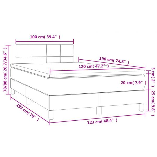 Boxspringbett mit Matratze & LED Dunkelgrau 120x190 cm Samt