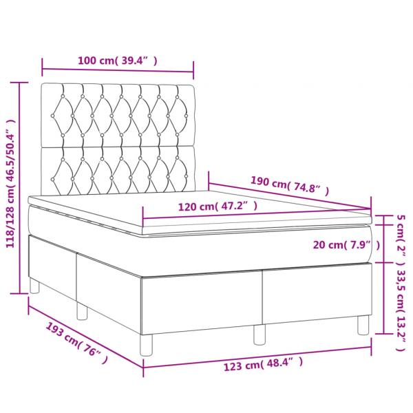 Boxspringbett mit Matratze & LED Blau 120x190 cm Stoff