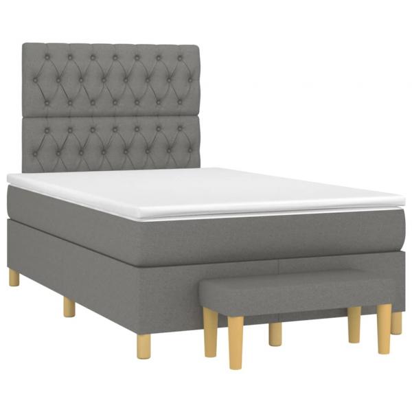 ARDEBO.de - Boxspringbett mit Matratze Dunkelgrau 120x190 cm Stoff