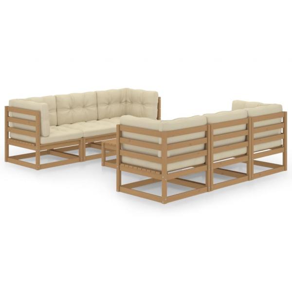 ARDEBO.de - 7-tlg. Garten-Lounge-Set mit Kissen Kiefer Massivholz