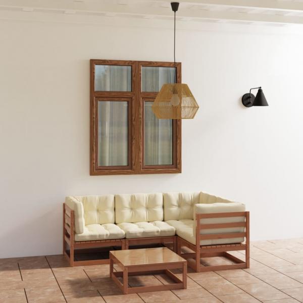 ARDEBO.de - 5-tlg. Garten-Lounge-Set mit Kissen Kiefer Massivholz