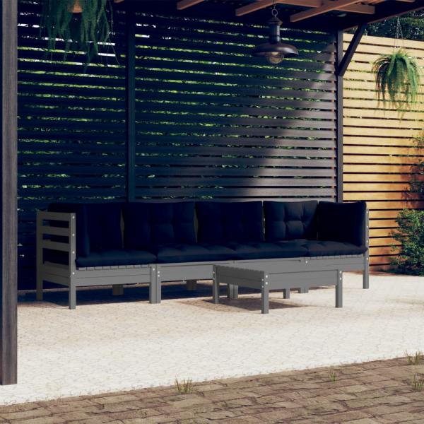 ARDEBO.de - 5-tlg. Garten-Lounge-Set mit Kissen Kiefer Massivholz