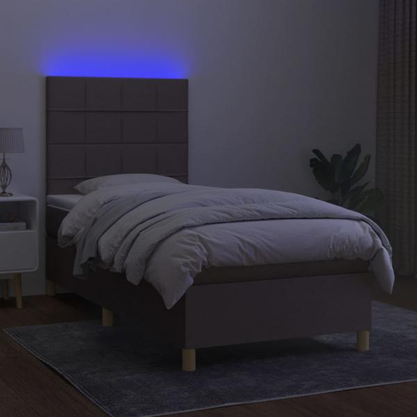 Boxspringbett mit Matratze & LED Taupe 90x190 cm Stoff