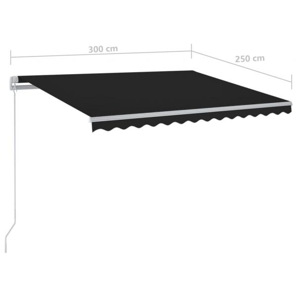 Markise Automatisch mit LED & Windsensor 3x2,5 cm Anthrazit