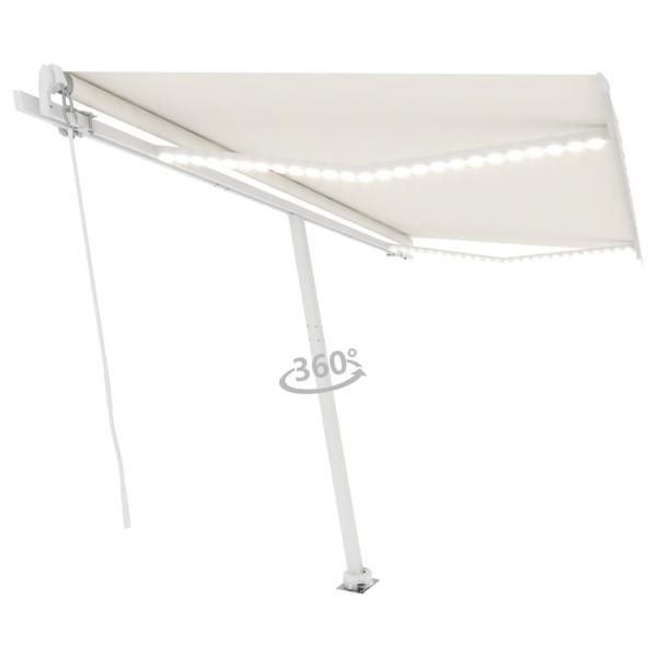 ARDEBO.de - Markise Manuell Einziehbar mit LED 400x300 cm Creme