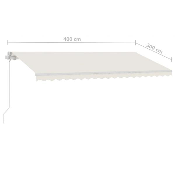 Markise Manuell Einziehbar mit LED 400x300 cm Creme