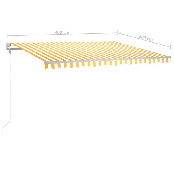 Markise Manuell Einziehbar mit LED 400x300 cm Gelb and Weiß