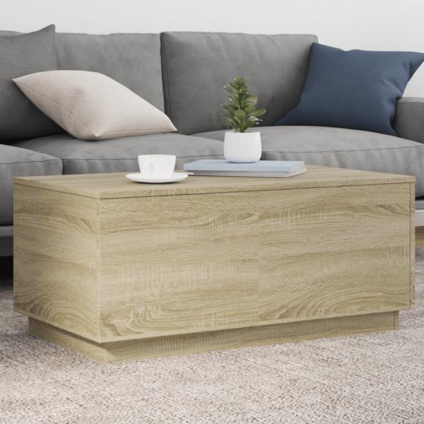 ARDEBO.de - Couchtisch mit LED-Leuchten Sonoma-Eiche 90x50x40 cm