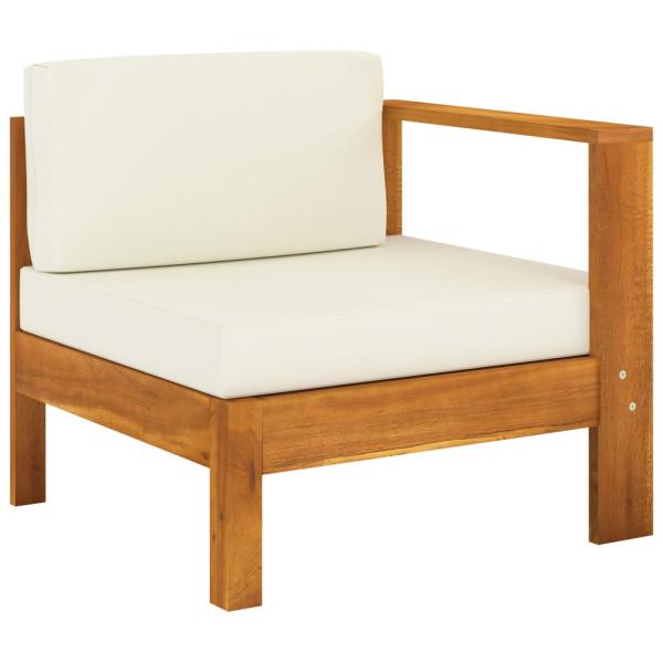 10-tlg. Garten-Lounge-Set mit Creme Auflagen Massivholz Akazie