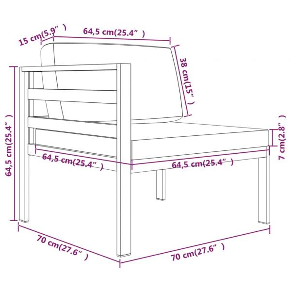 4-tlg. Garten-Lounge-Set mit Kissen Aluminium Anthrazit