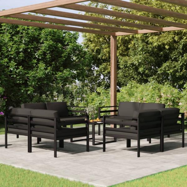 ARDEBO.de - 9-tlg. Garten-Lounge-Set mit Kissen Aluminium Anthrazit