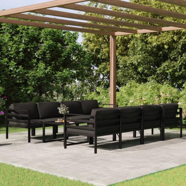 ARDEBO.de - 9-tlg. Garten-Lounge-Set mit Kissen Aluminium Anthrazit