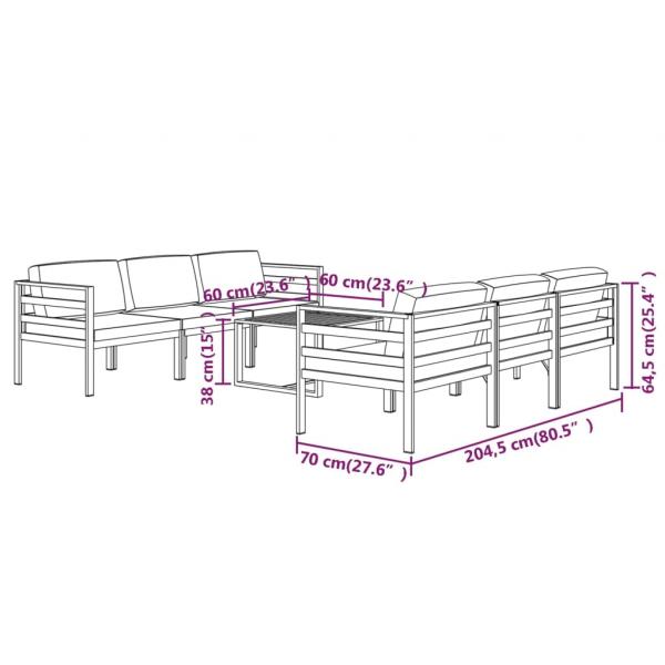 7-tlg. Garten-Lounge-Set mit Kissen Aluminium Anthrazit