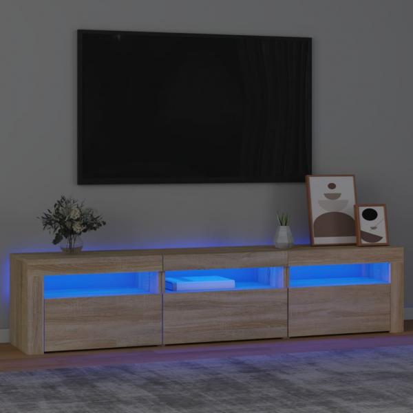 ARDEBO.de - TV-Schrank mit LED-Leuchten Sonoma-Eiche 180x35x40 cm