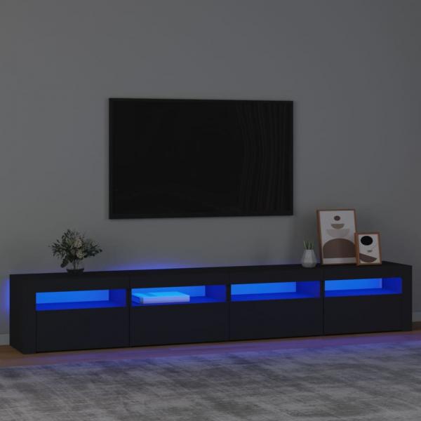 ARDEBO.de - TV-Schrank mit LED-Leuchten Schwarz 240x35x40 cm