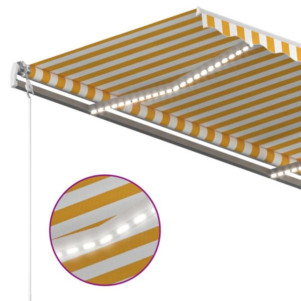 Automatische Markise mit LED Windsensor 400x300 cm Gelb/Weiß