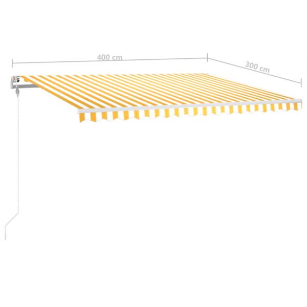 Automatische Markise mit LED Windsensor 400x300 cm Gelb/Weiß