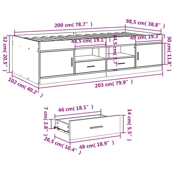 Tagesbett mit Schubladen Sonoma-Eiche 100x200 cm Holzwerkstoff