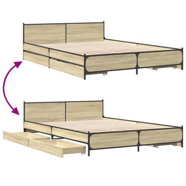 Bettgestell mit Schubladen Sonoma-Eiche 120x200cm Holzwerkstoff