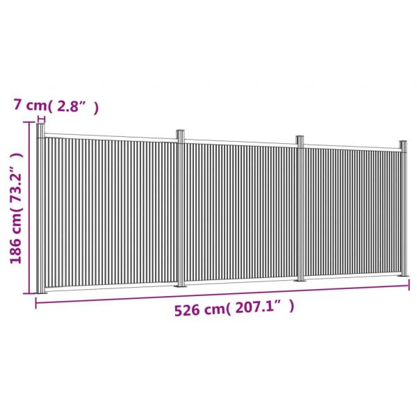 Zaunelement Grau 526x186 cm WPC