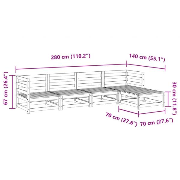 5-tlg. Garten-Sofagarnitur Kiefernholz Imprägniert