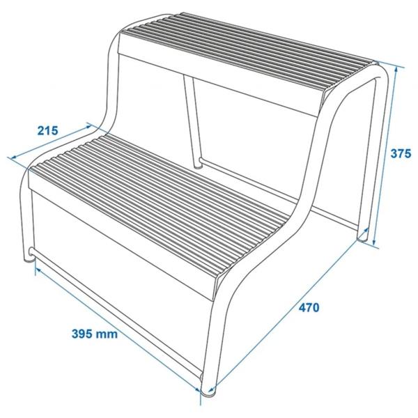 ProPlus Trittstufe 2 Stufen für Wohnwagen/Wohnmobil, Schwarz 360822