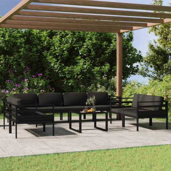 ARDEBO.de - 9-tlg. Garten-Lounge-Set mit Kissen Aluminium Anthrazit