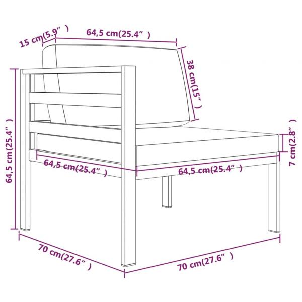 9-tlg. Garten-Lounge-Set mit Kissen Aluminium Anthrazit