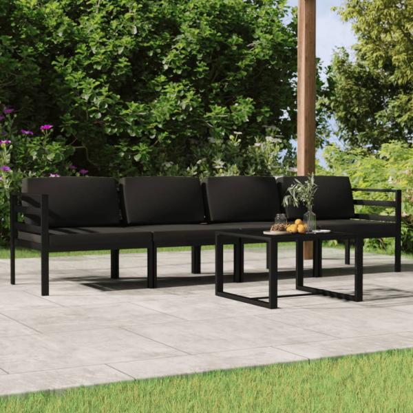 ARDEBO.de - 5-tlg. Garten-Lounge-Set mit Kissen Aluminium Anthrazit