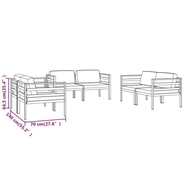 6-tlg. Garten-Lounge-Set mit Kissen Aluminium Anthrazit