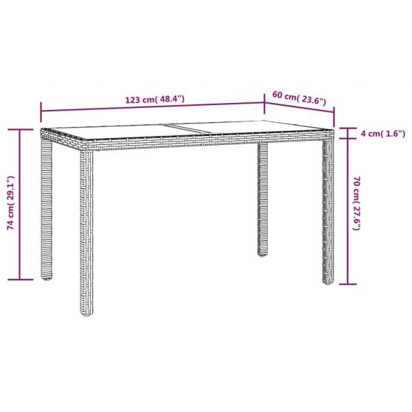 3-tlg. Garten-Essgruppe mit Kissen Poly Rattan Grau