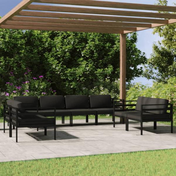 ARDEBO.de - 8-tlg. Garten-Lounge-Set mit Kissen Aluminium Anthrazit