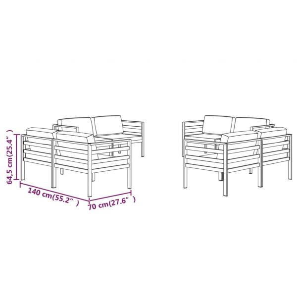 8-tlg. Garten-Lounge-Set mit Kissen Aluminium Anthrazit