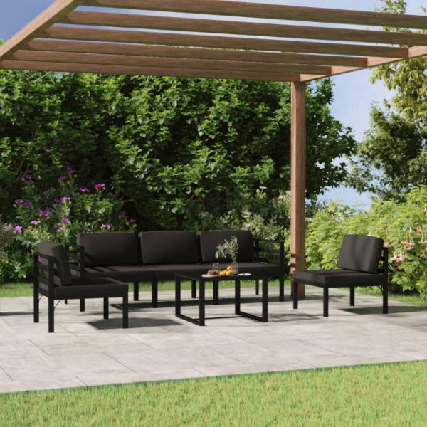 ARDEBO.de - 6-tlg. Garten-Lounge-Set mit Kissen Aluminium Anthrazit