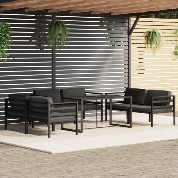 ARDEBO.de - 7-tlg. Garten-Lounge-Set mit Kissen Aluminium Anthrazit